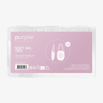 Purple Soft gel tips press on - almond 600 und