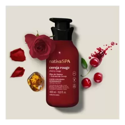 LOÇÃO CORPORAL AVELUDADA NATIVA SPA CEREJA ROUGE 400ML