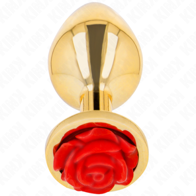 PLUG ANAL OURO ROSA VERMELHO TAMANHO S