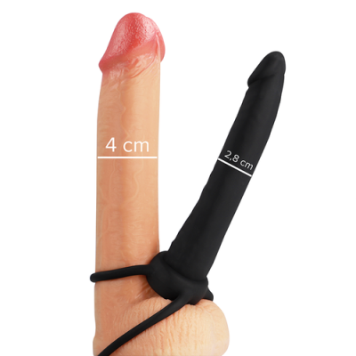 DILDO ANAL COBI ONYX COM ANEL DE GALO E TESTÍCULO 13 SILICONE CM