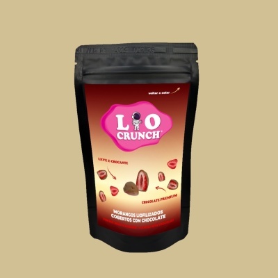 Morangos liofilizadas cobertas com chocolate de leite