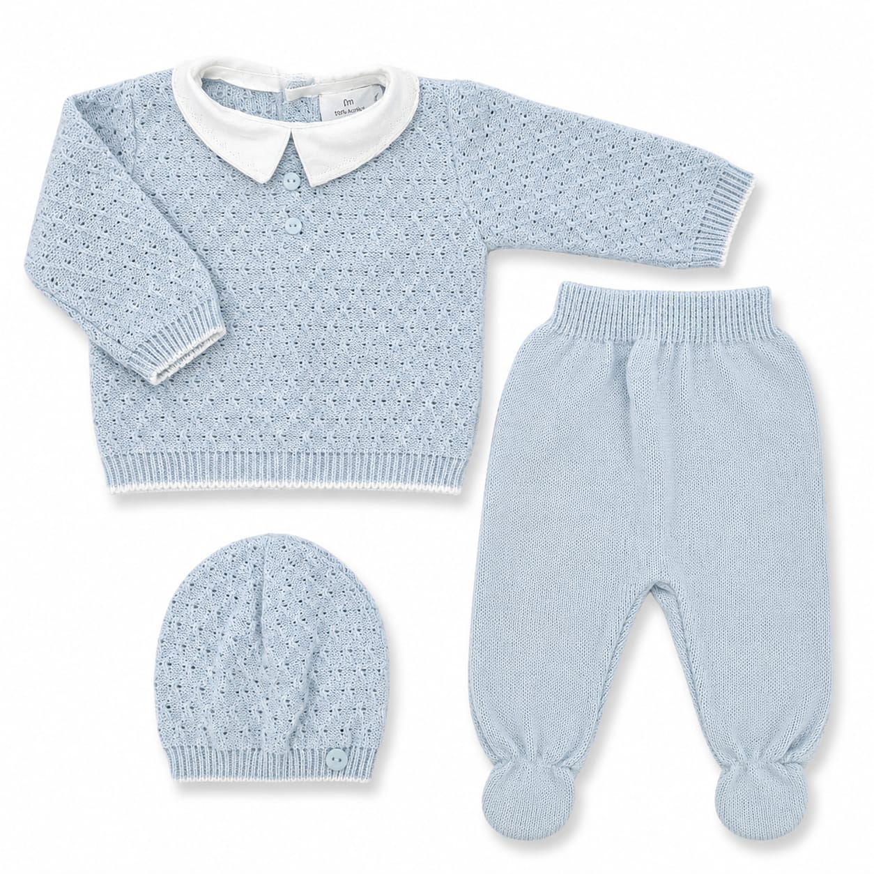 Conjunto 3 Peças Gola em Bico e Botões Conjunto 3 Peças Gola em Bico e Botões