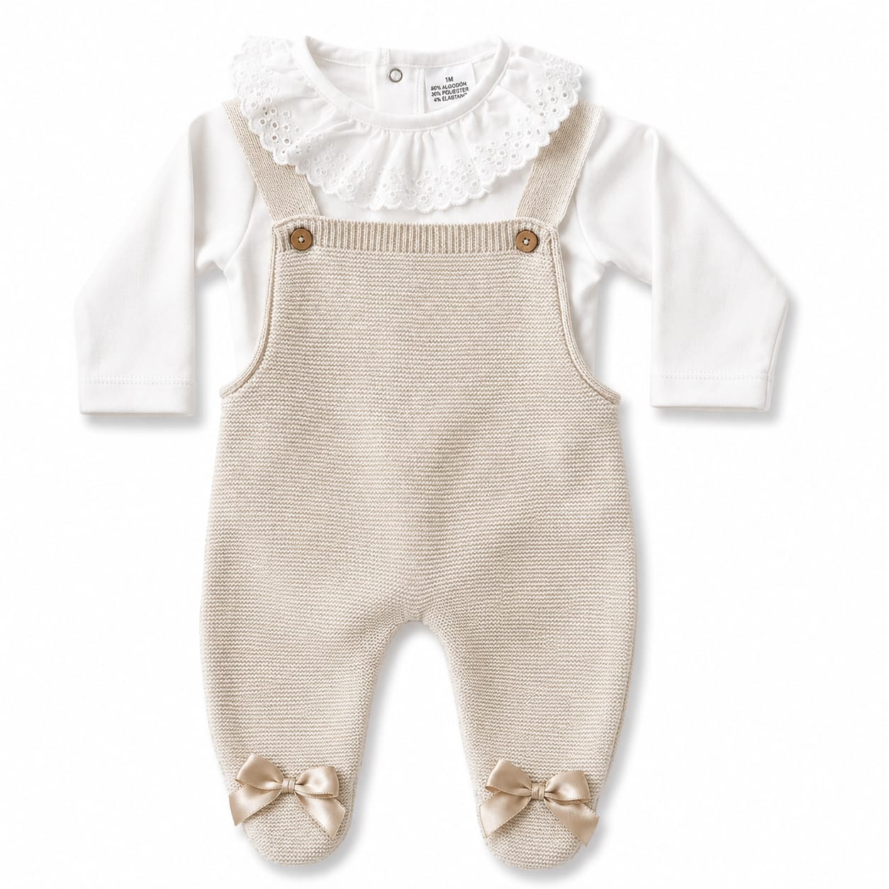 Conjunto Jardineira + Body Gola Bordado Inglês Conjunto Jardineira + Body Gola Bordado Inglês