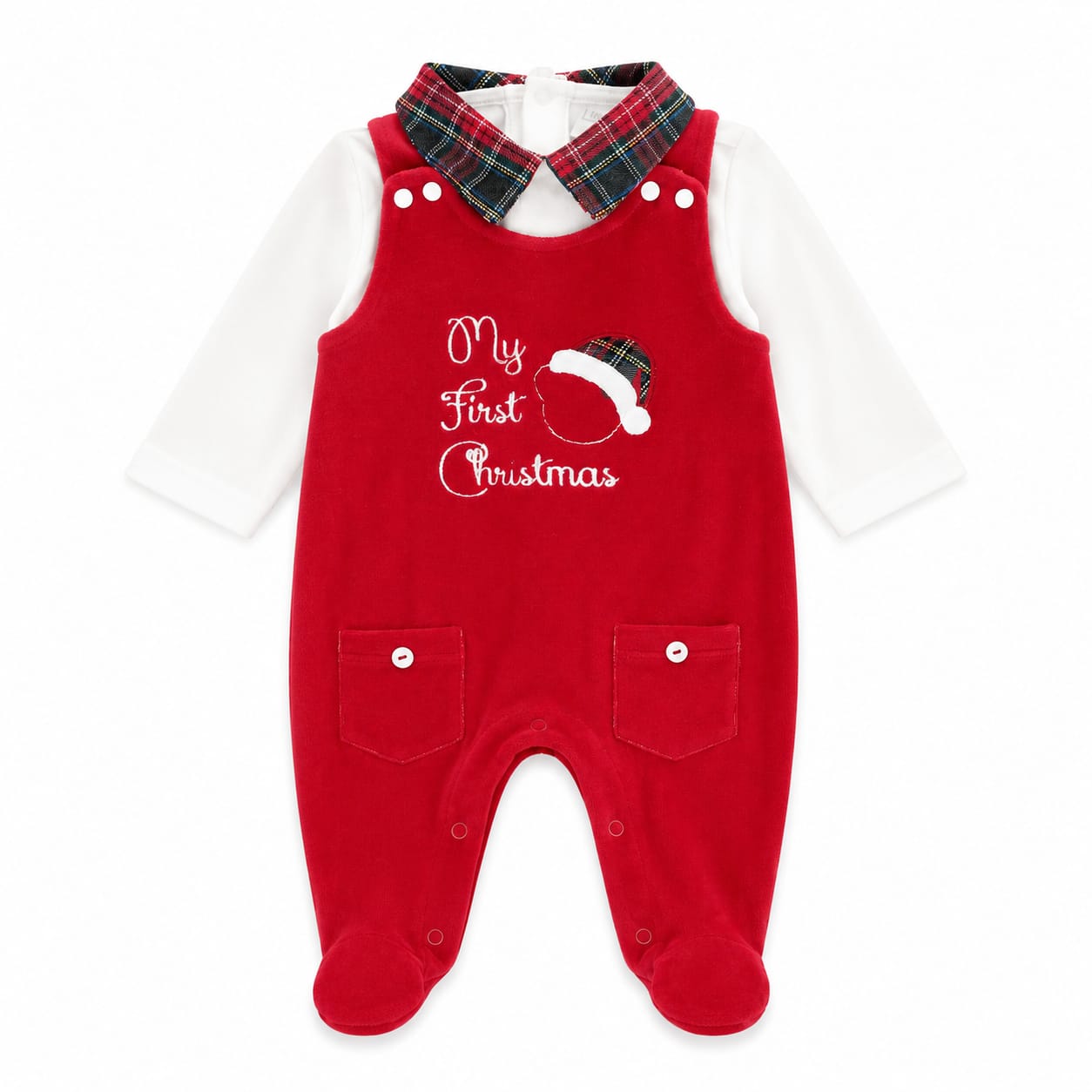 Babygrow/ Jardineira Veludo "My First Christmas" - Menino Babygrow/ Jardineira Veludo "My First Christmas" - Menino