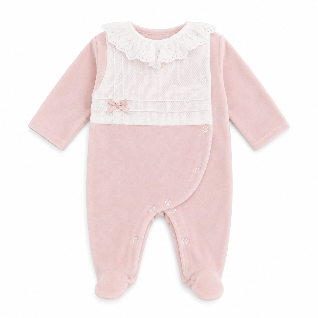 Babygrow Veludo Gola Bordado Inglês Babygrow Veludo Gola Bordado Inglês
