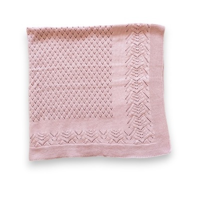 Manta Malha Trabalhada - Rosa Maquilhagem