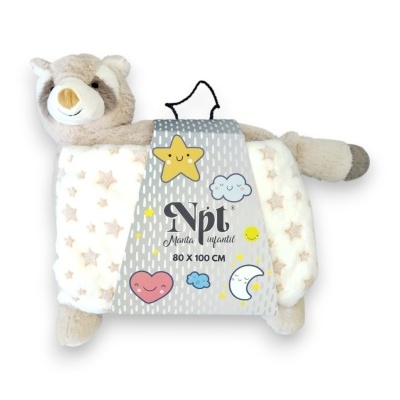Manta Infantil + Almofada Boneco - Bege