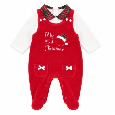 Babygrow/ Jardineira Veludo "My First Christmas" - Menina