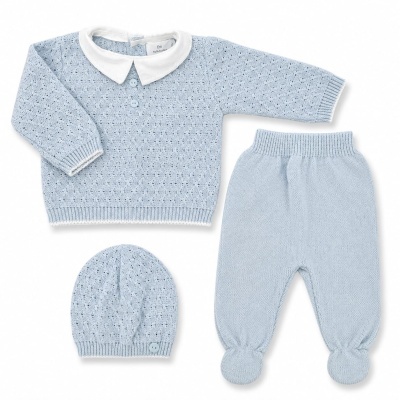 Conjunto 3 Peças Gola em Bico e Botões