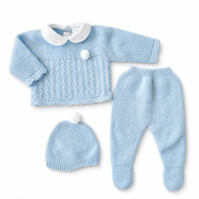 Conjunto 3 Peças Malha c/ Trabalhado e Pompom