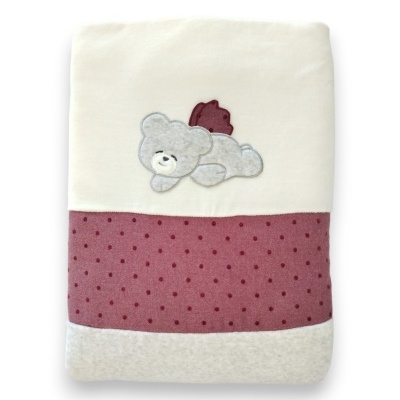 Conjunto Manta + Babygrow Veludo - Ursinho Bordeaux