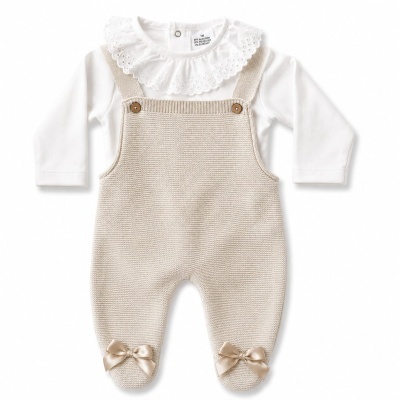 Conjunto Jardineira + Body Gola Bordado Inglês