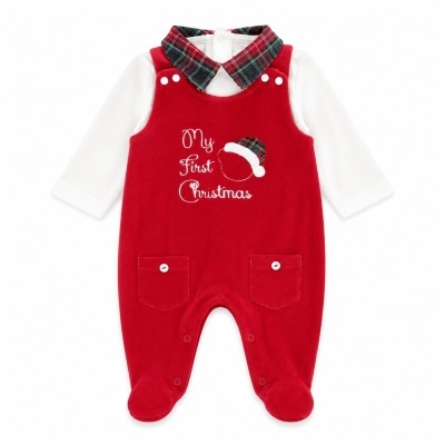 Babygrow/ Jardineira Veludo "My First Christmas" - Menino