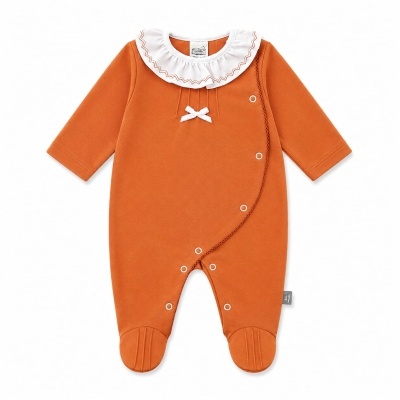 Babygrow Algodão c/ Carda Gola Folho e Laçinho