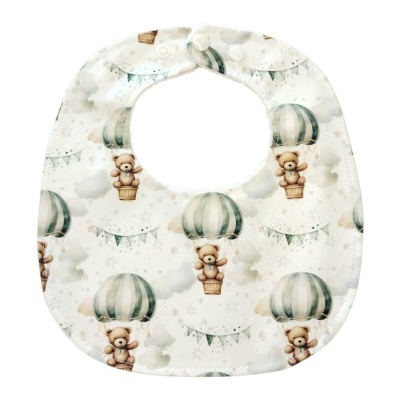 Babete algodão c/turco impermeável - Urso no Balão Verde