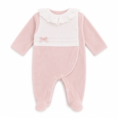 Babygrow Veludo Gola Bordado Inglês