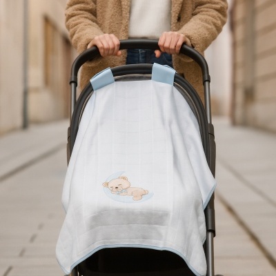 Fralda Tapa Ovo 100% Algodão - Urso na Lua