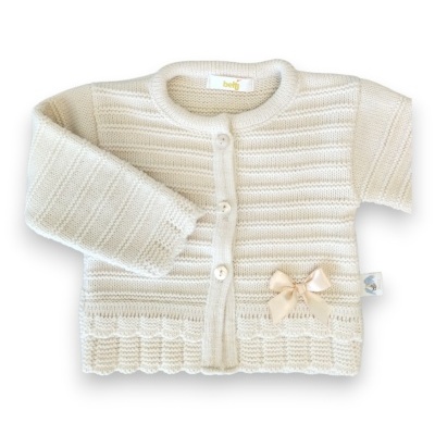 Casaco Bebé Malha Riscas c/ Laço