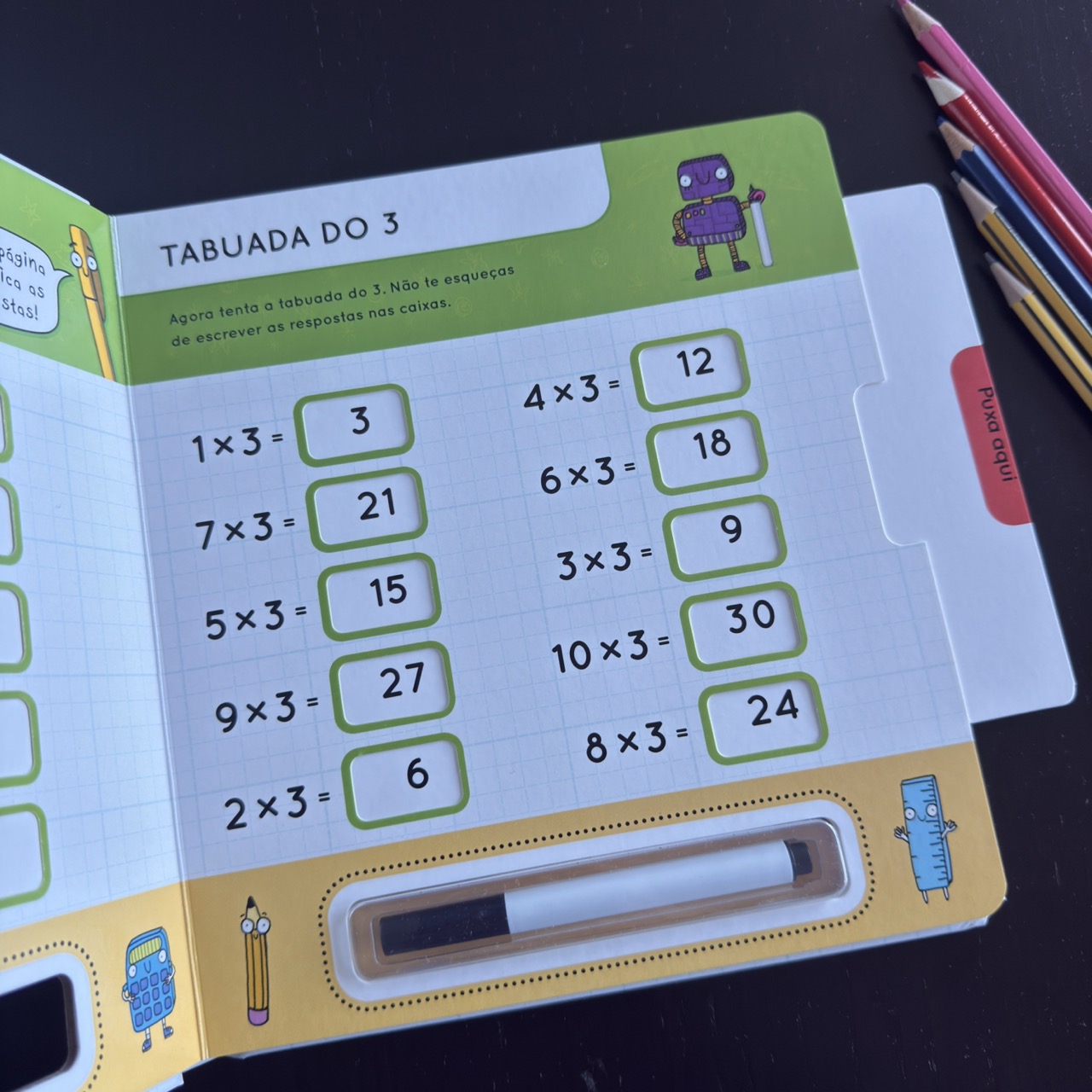 Tabuadas - Puxa e descobre as respostas