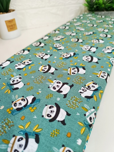 Tecido Panda Verde