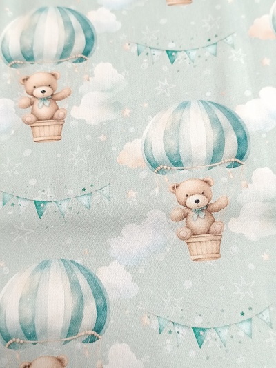 Tecido Ursos no Balão Menta