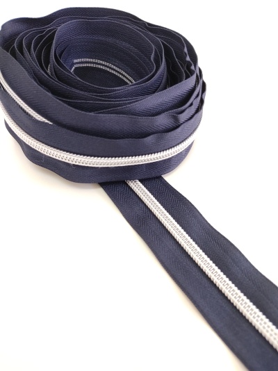 Zíper Azul Marinho Prata