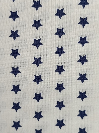 Tecido Estrelas Branco/Azul Escuro