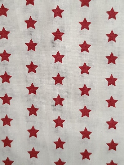 Tecido Estrelas Branco/Vermelho