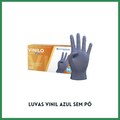 Luvas Vinil Azul Sem Pó