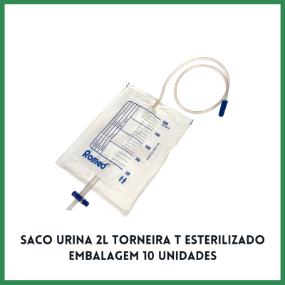 Saco Urina 2L Torneira T Esterilizado Embalagem 10 Unidades