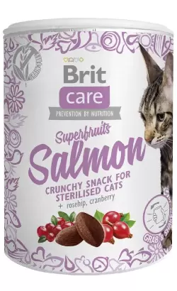 Brit Care Snack Superfruits Salmão – Biscoitos Saudáveis para Gatos Esterilizados