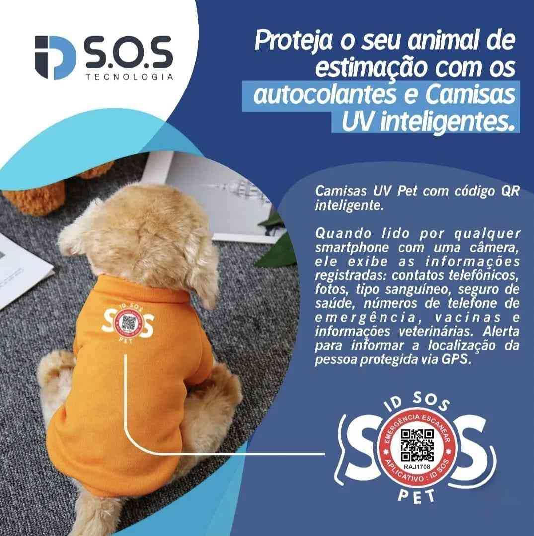 Adesivo Inteligente ID SOS PET com QR Code - Para Roupa Adesivo Inteligente ID SOS PET com QR Code - Para Roupa