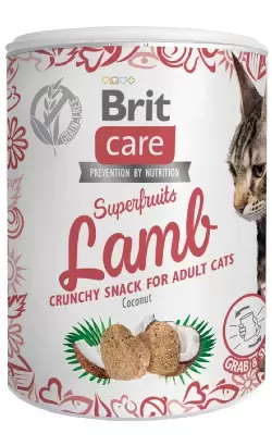 Brit Care Snack Superfruits Borrego & Coco – Biscoitos Crocantes para Gatos Adultos