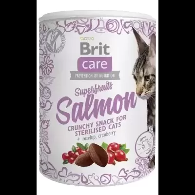 Brit Care Snack Superfruits Salmão – Biscoitos Saudáveis para Gatos Esterilizados