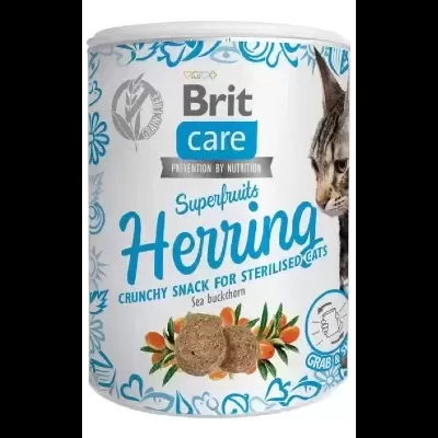Brit Care Snack Superfruits Herring – Biscoitos Crocantes para Gatos Esterilizados
