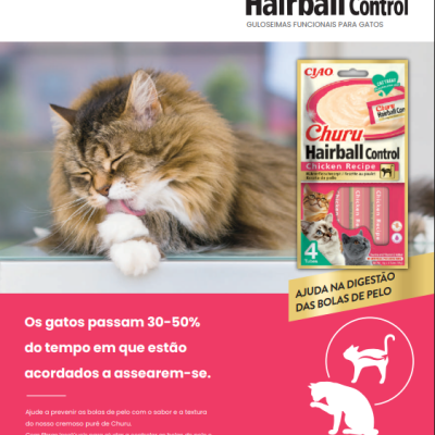 Churu Hairball Control - Puré de Frango para Controlo de Bolas de Pelo 4 x 14g