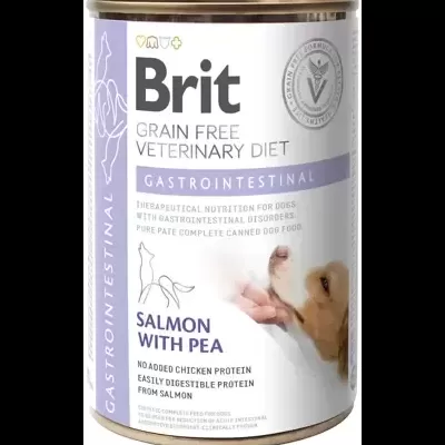 Brit Veterinary Diet Gastrointestinal – Ração Húmida Grain-Free para Cães e Gatos com Salmão & Ervilhas (400g)