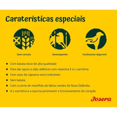 Josera Medi/Maxi - Frango com batata doce - Ração seca sem cereais para cão adulto médio/grande