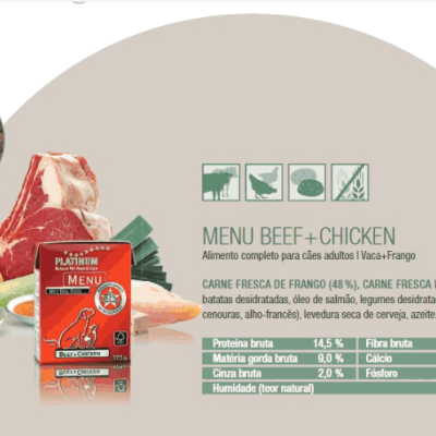 Platinum Menu Adult Vaca & Frango - Cão adulto