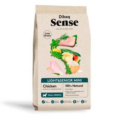 Dibaq Sense Low Grain Cão Mini Chicken Light & Senior | Ração para Cães Séniores e com Excesso de Peso