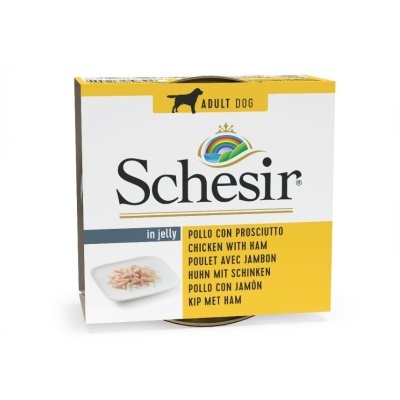 Schesir Frango & Presunto em Gelatina – Multipack  4 Latas de 85g para Cães Adultos