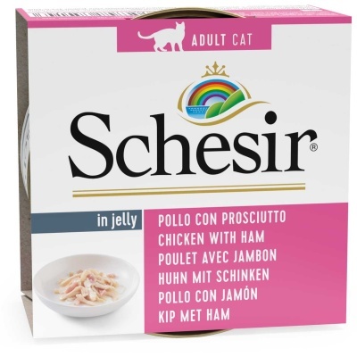 Schesir Filetes de Frango com Presunto em Gelatina para Gatos