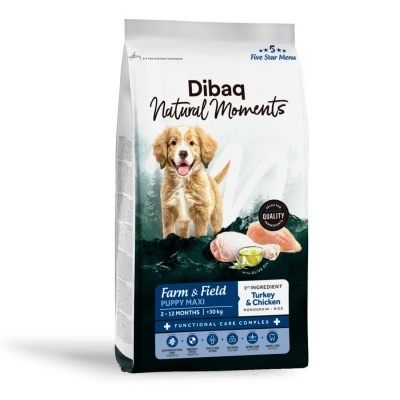 Dibaq Natural Moments Puppy Maxi F&F-  Cachorro raças grandes - Peru e Frango