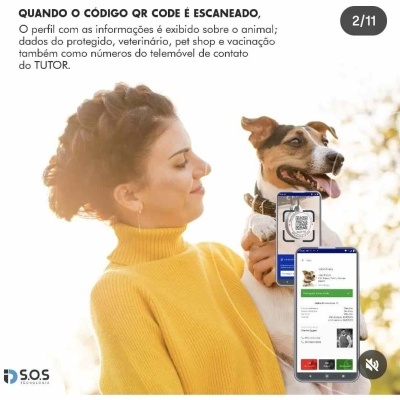 Medalha Inteligente ID S.O.S PET com QR Code