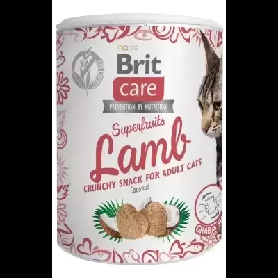 Brit Care Snack Superfruits Borrego & Coco – Biscoitos Crocantes para Gatos Adultos