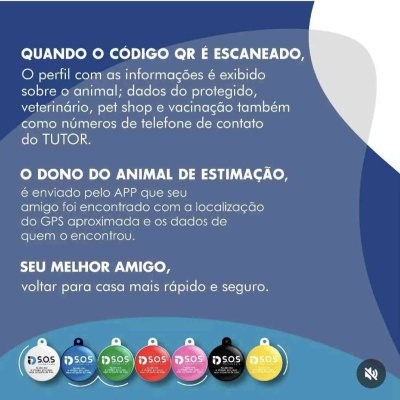 Medalha Inteligente ID S.O.S PET com QR Code