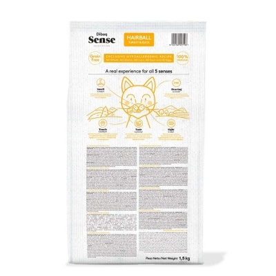 Dibaq Sense Cat Hairball  Grain Free - Hipoalergênica -Holística  - Peru e Pato