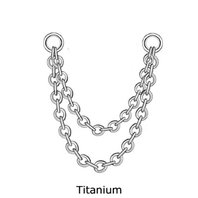 Corrente dupla em Titânio de ligação para piercing TP167 Corrente dupla em Titânio de ligação para piercing TP167