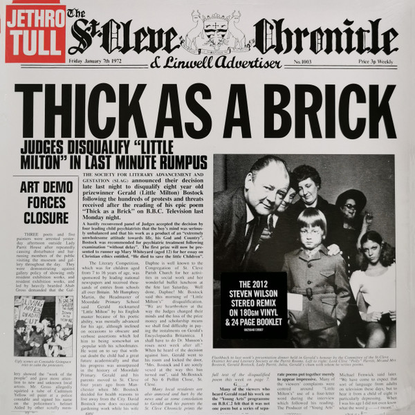 Jethro Tull – Thick As A Brick Vinyl, LP, Album, Reissue, 180g Jethro Tull – Thick As A Brick Vinyl, LP, Album, Reissue, 180g