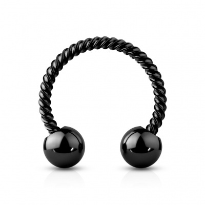 Argola aberta: ferradura torcida em  aço cirúrgico com bolas - HS33